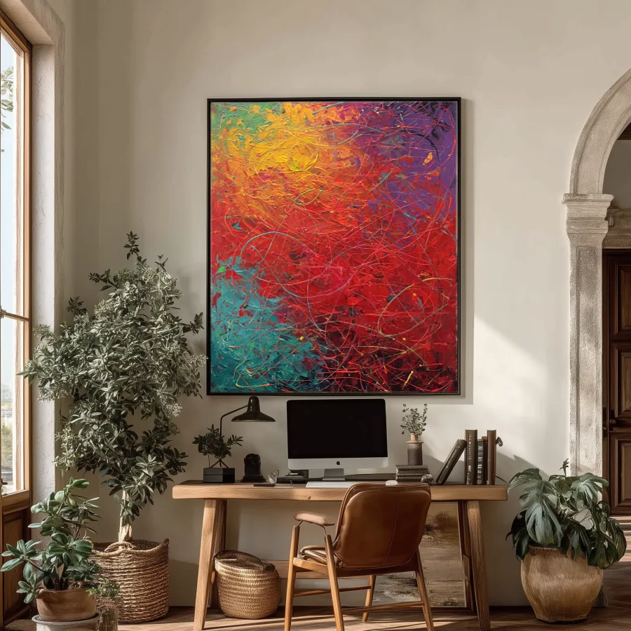 crimson-reverie-office-P-03 P003 | Crimson Reverie – Textured Abstract Canvas Art