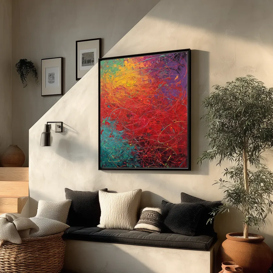 crimson-reverie-stairs-P-03 P003 | Crimson Reverie – Textured Abstract Canvas Art