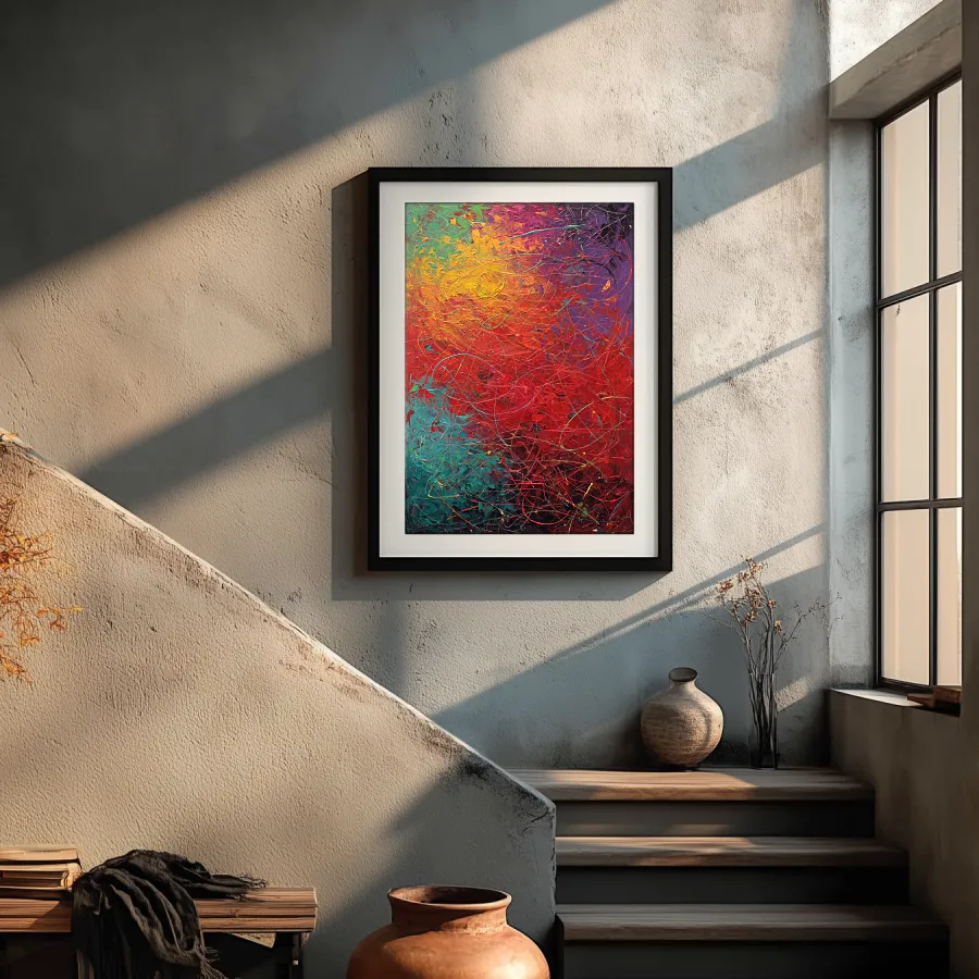crimson-reverie-stairs-P-04 P003 | Crimson Reverie – Textured Abstract Canvas Art