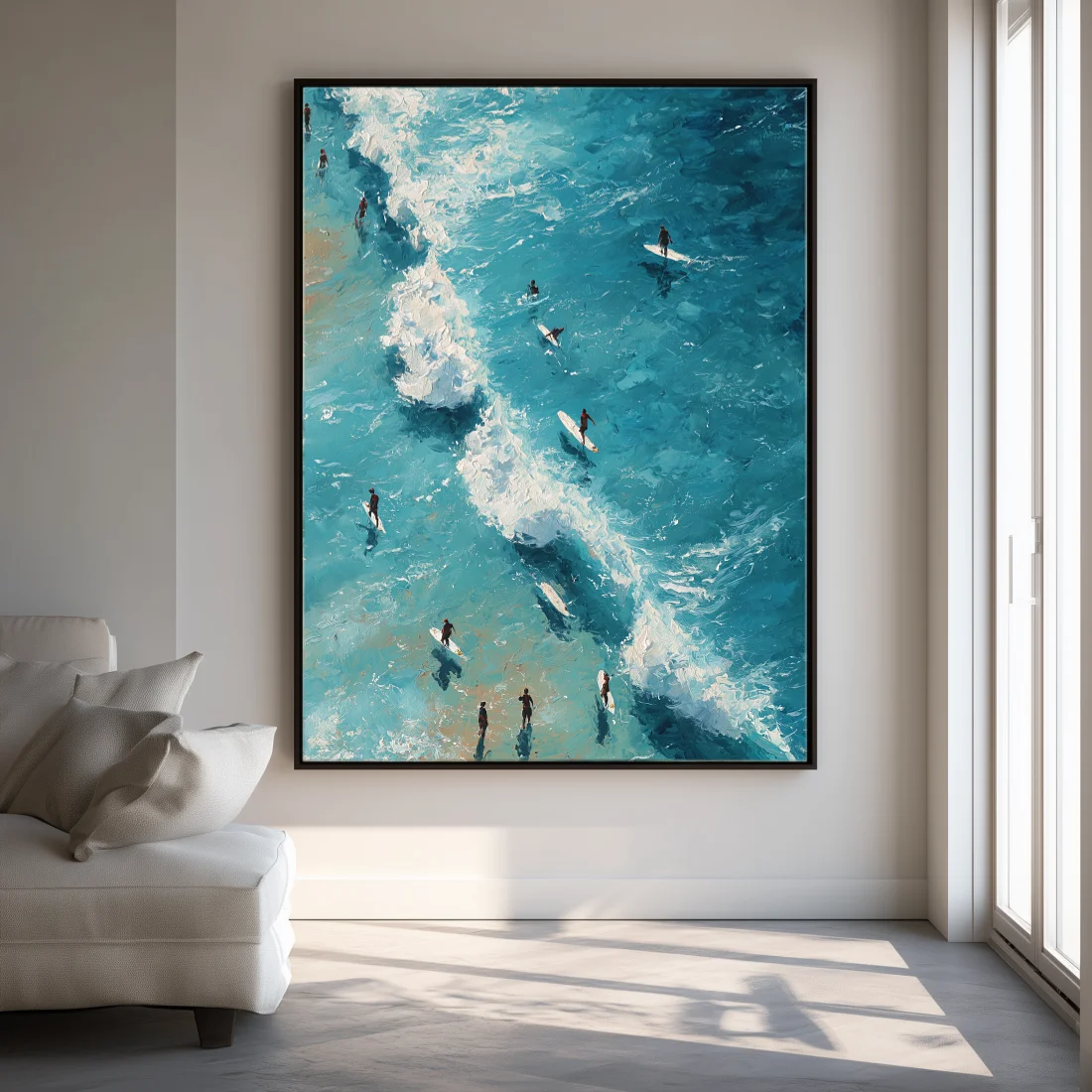 azure-drift-living-room-P-01 P004 | Azure Drift – Coastal Ocean Canvas Art