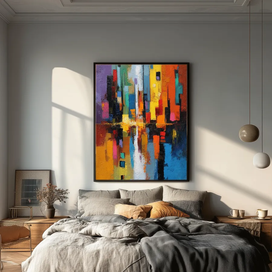 azure-ember-bedroom-P-01 P002 | Azure Ember – Textured Abstract Canvas Art