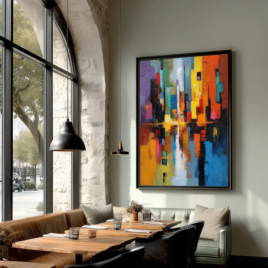 azure-ember-dinning-room-P-01 P002 | Azure Ember – Textured Abstract Canvas Art