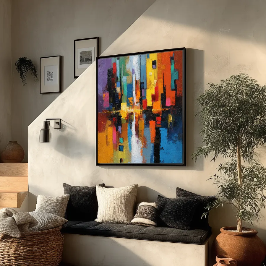 azure-ember-stairs-P-03 P002 | Azure Ember – Textured Abstract Canvas Art