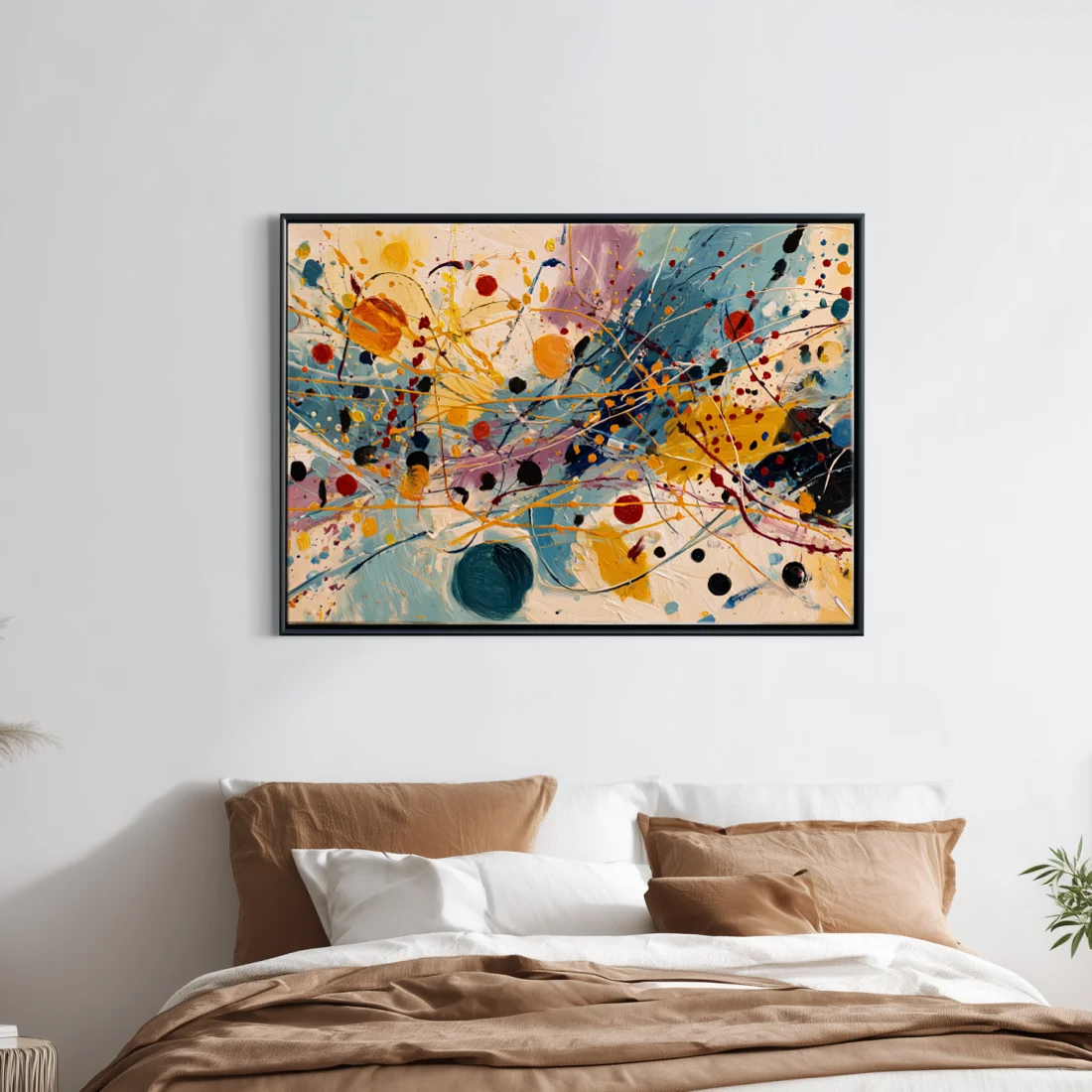 chromatic-bloom-bedroom-L-05 L002 | Chromatic Bloom – Textured Abstract Canvas Art