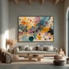 chromatic-bloom-living-room-L-01 L002 | Chromatic Bloom – Textured Abstract Canvas Art