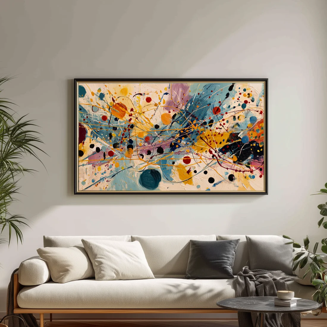 chromatic-bloom-living-room-L-07 L002 | Chromatic Bloom – Textured Abstract Canvas Art